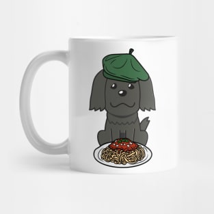 Dog eating Spaghetti - black sheepdog Mug